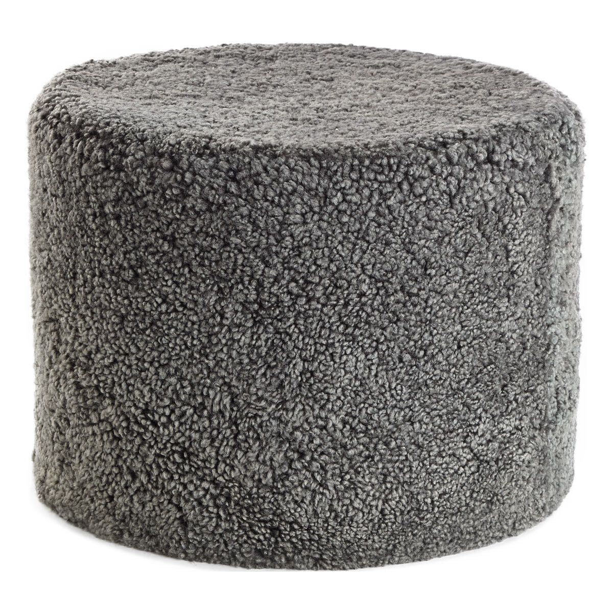 SHORT WOOL CURLY SHEEPSKIN POUF