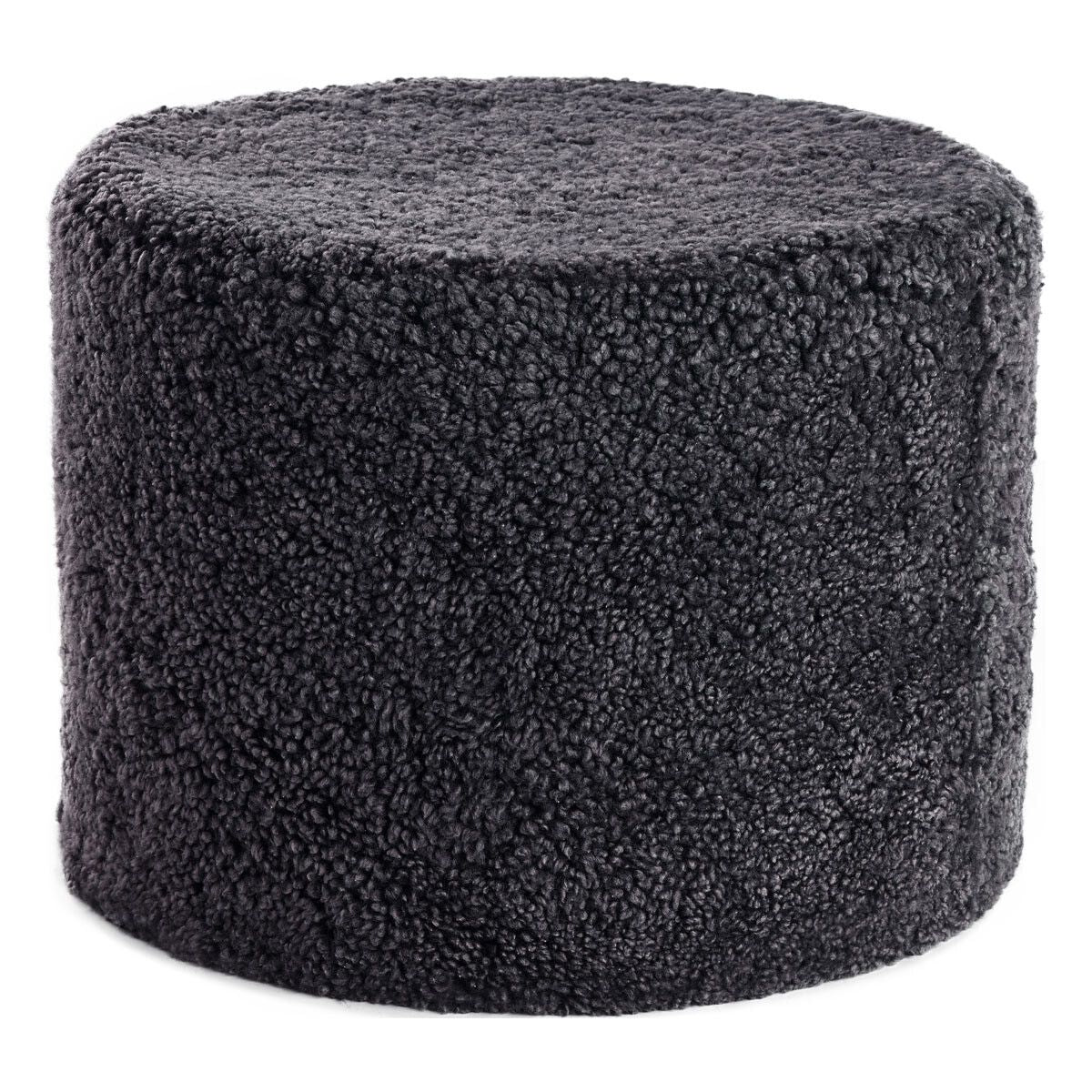 SHORT WOOL CURLY SHEEPSKIN POUF