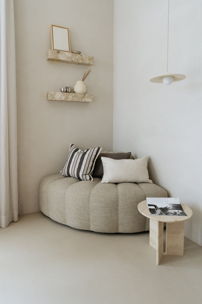 STUDIO FEMME TRAVERTINE MARBLE SIDE TABLE JADE