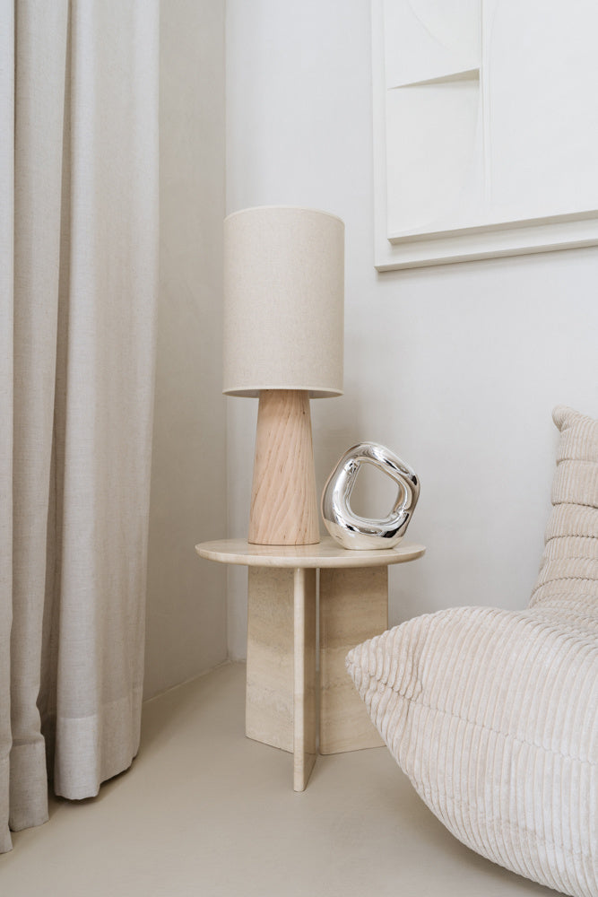 STUDIO FEMME TRAVERTINE MARBLE SIDE TABLE JADE