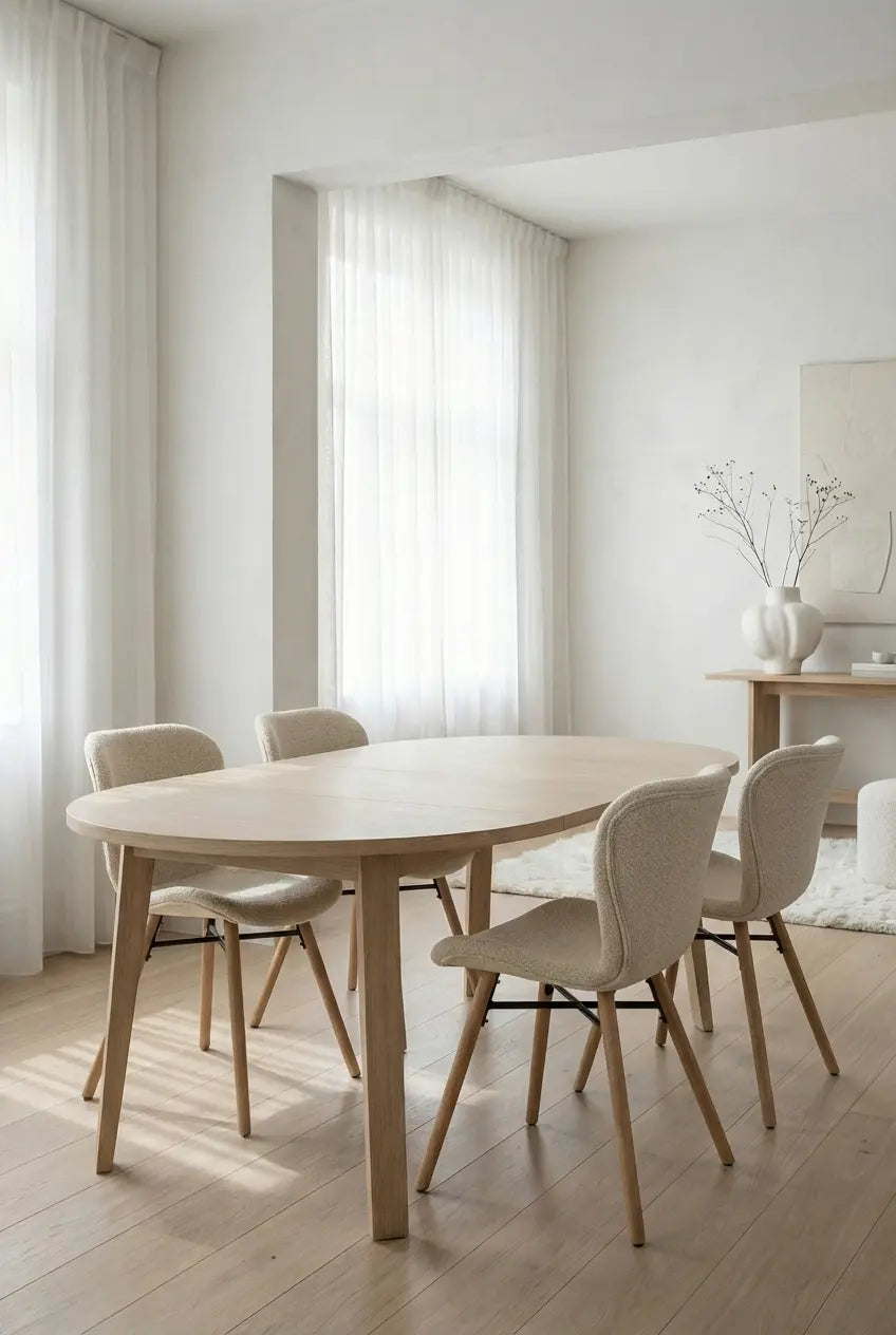 Sten Round Extendable Dining Table – White Oak