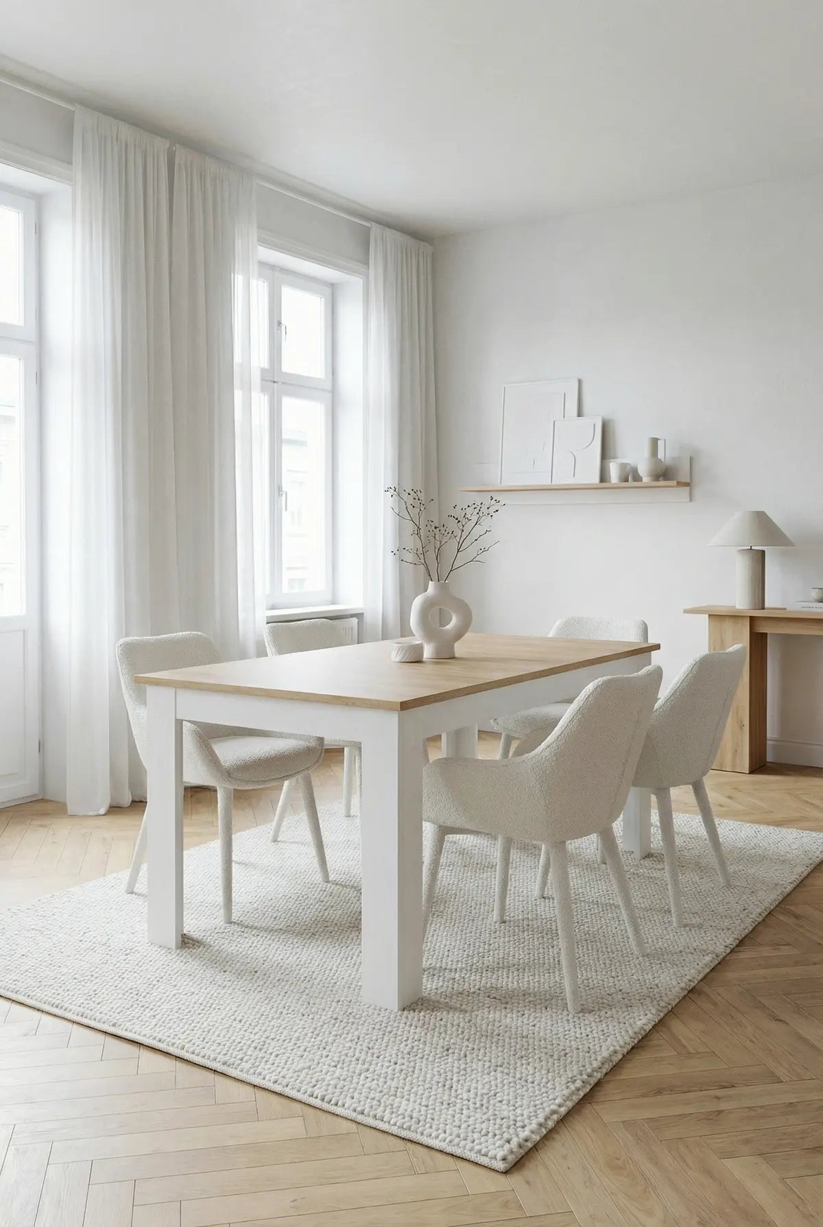Runi Extendable Dining Table – Riviera Oak & White