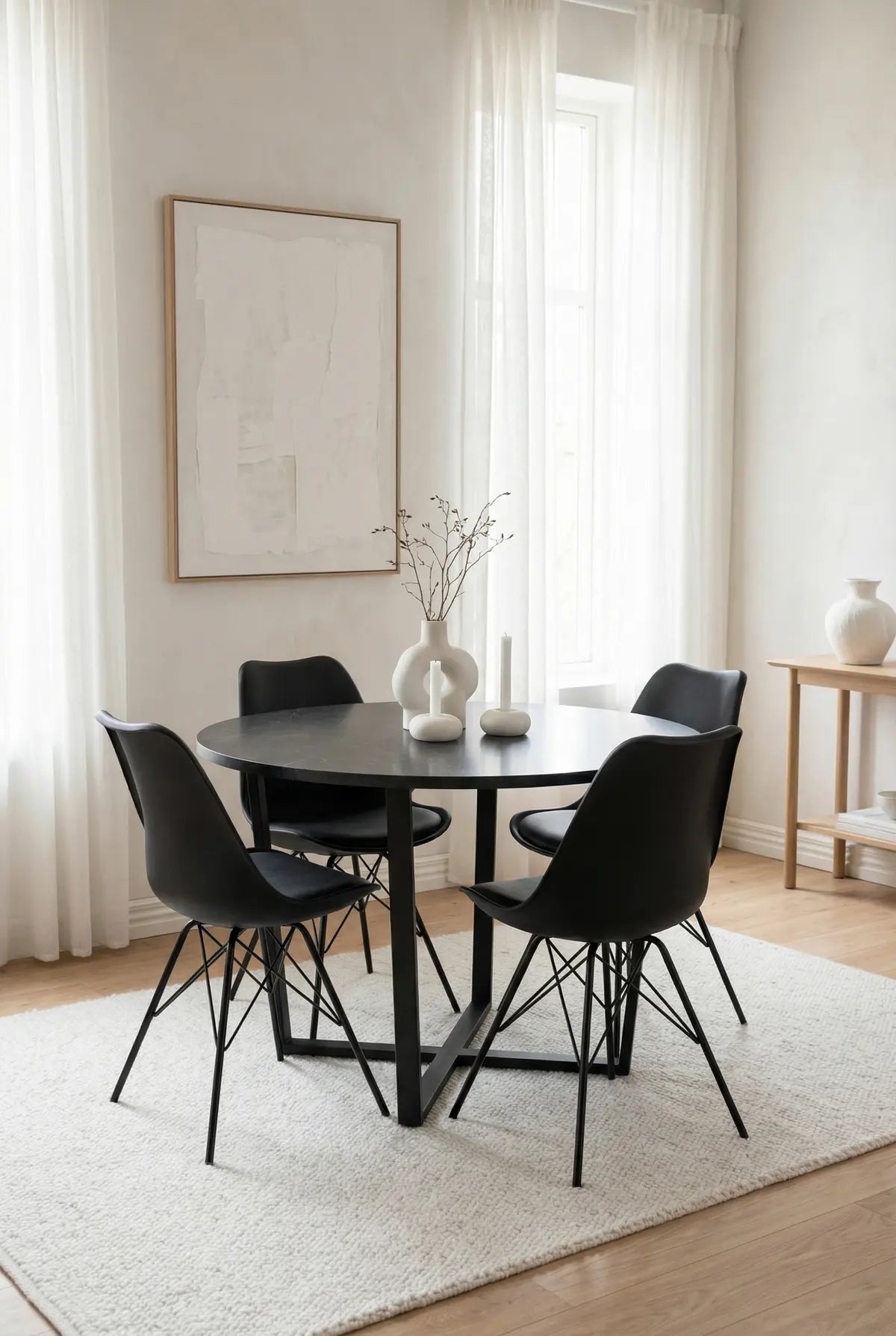 Vala Round Dining Table – Black Marble Effect