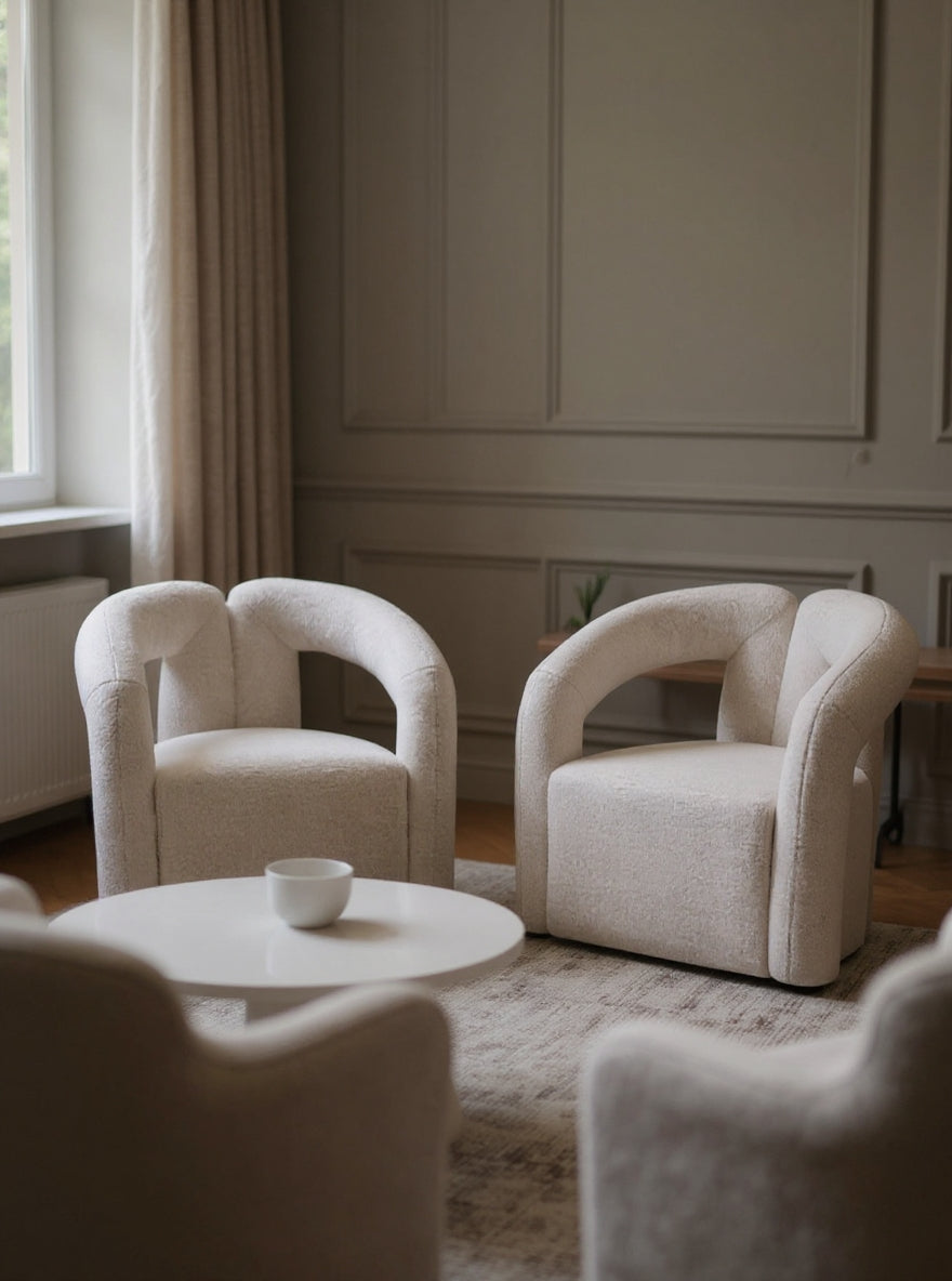 Sola Ivory Bouclé Statement Chair