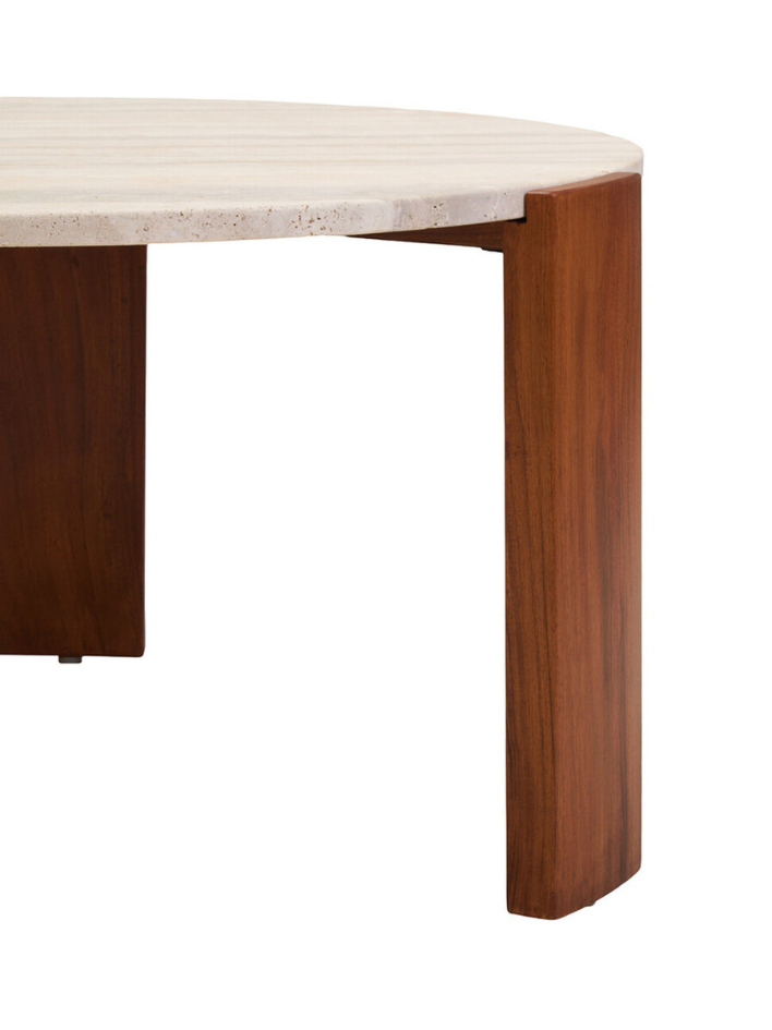 Avera Round Travertine Coffee Table