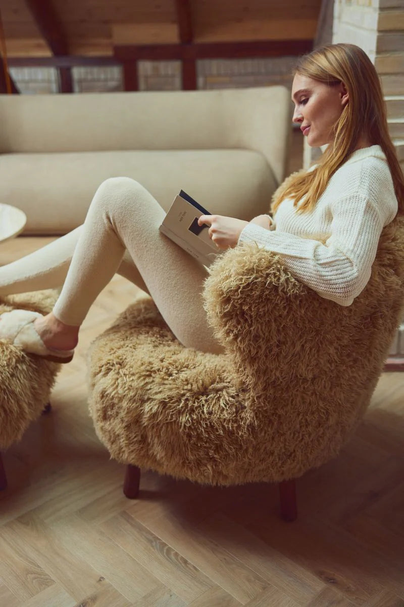 NATURES COLLECTION EMIL LOUNGE CHAIR, LONG WOOL