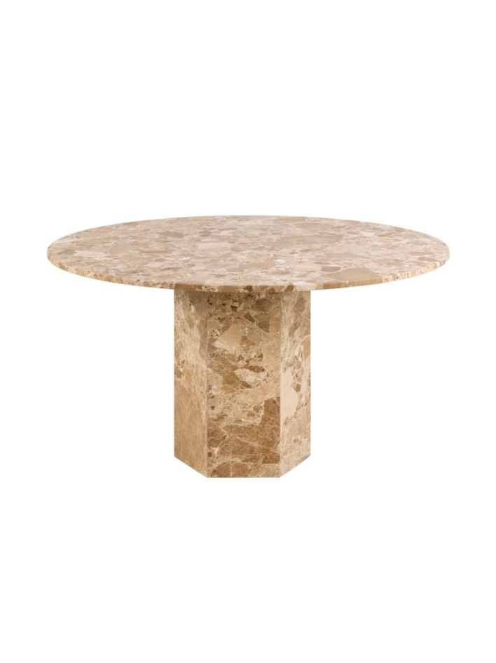 Nestor Round Dining Table – Brown Marble