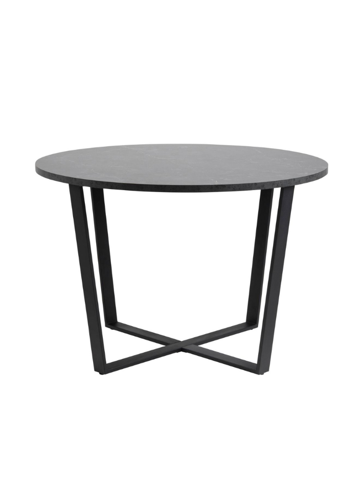 Vala Round Dining Table – Black Marble Effect