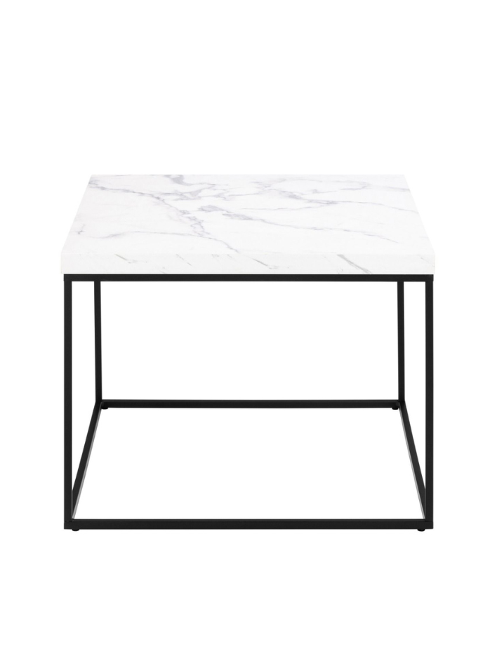 Soren Coffee Table – White Marble Effect & Black Base