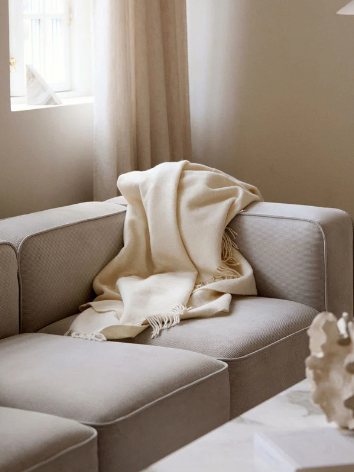 Liora Alpaca & Lambswool Throw, Ivory