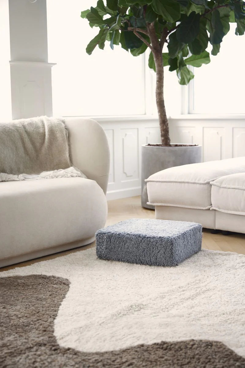 SHORT WOOL CURLY SHEEPSKIN POUF