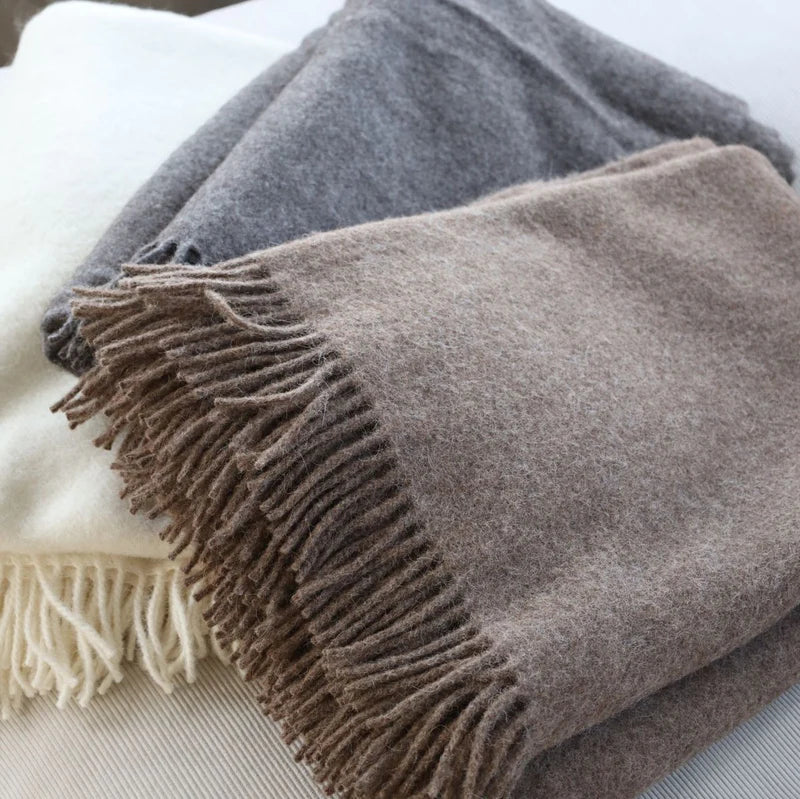 Liora Alpaca & Lambswool Throw , Grey