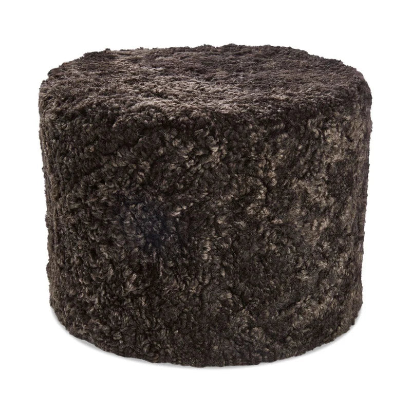 SHORT WOOL CURLY SHEEPSKIN POUF
