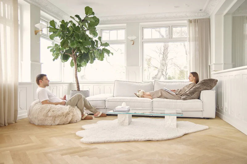 ROUND SHEEPSKIN BEAN BAG, LONG WOOL