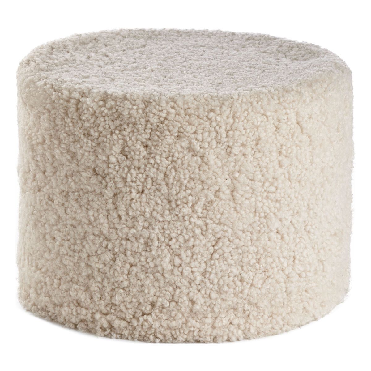 SHORT WOOL CURLY SHEEPSKIN POUF