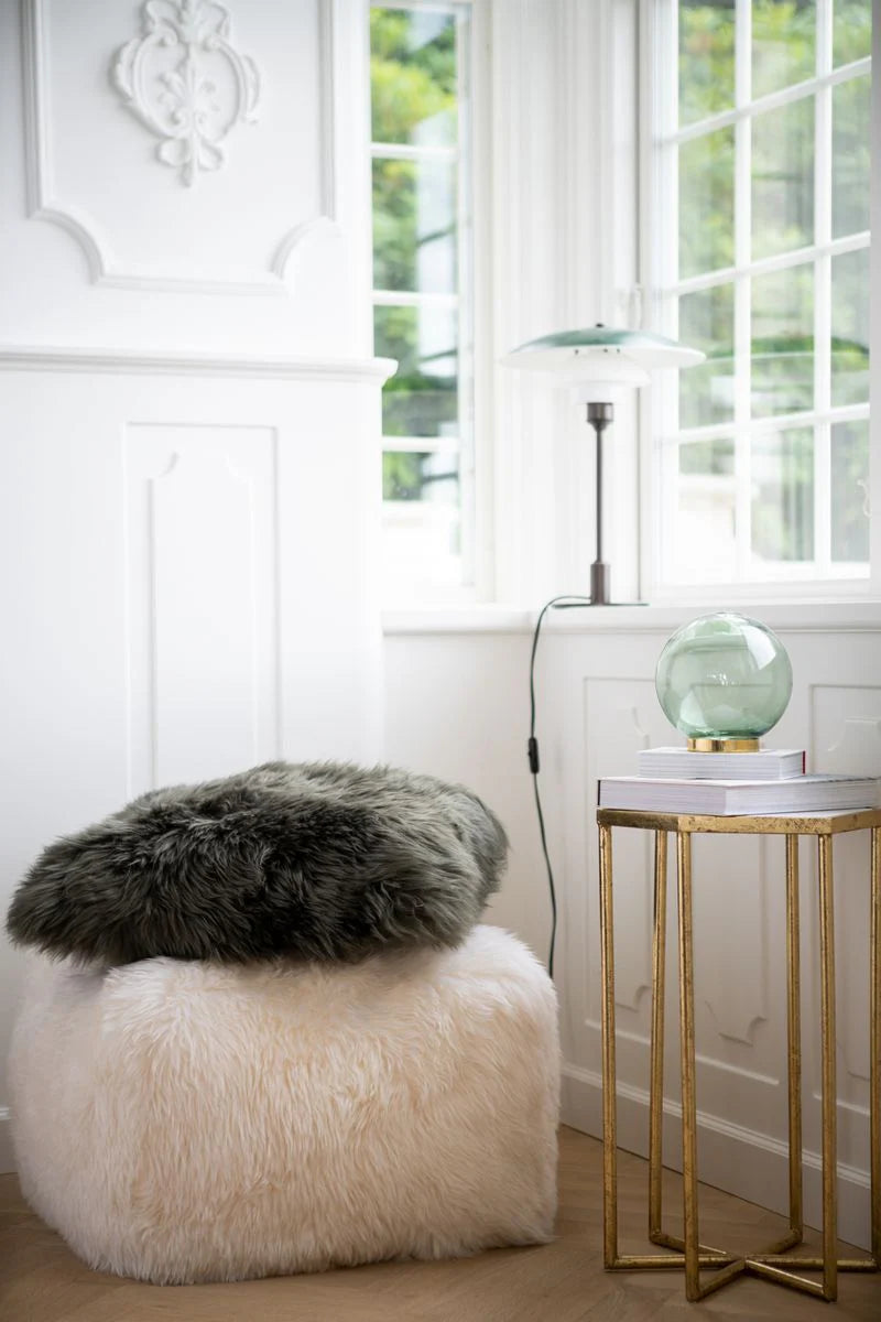 LONG WOOL SHEEPSKIN POUF