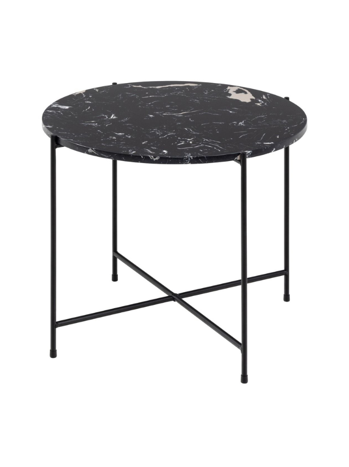Nola Side Table – Black Marble & Black Base