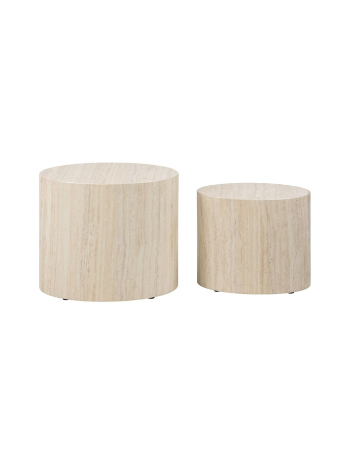 Elva Oval Coffee Table Set – Light Travertine
