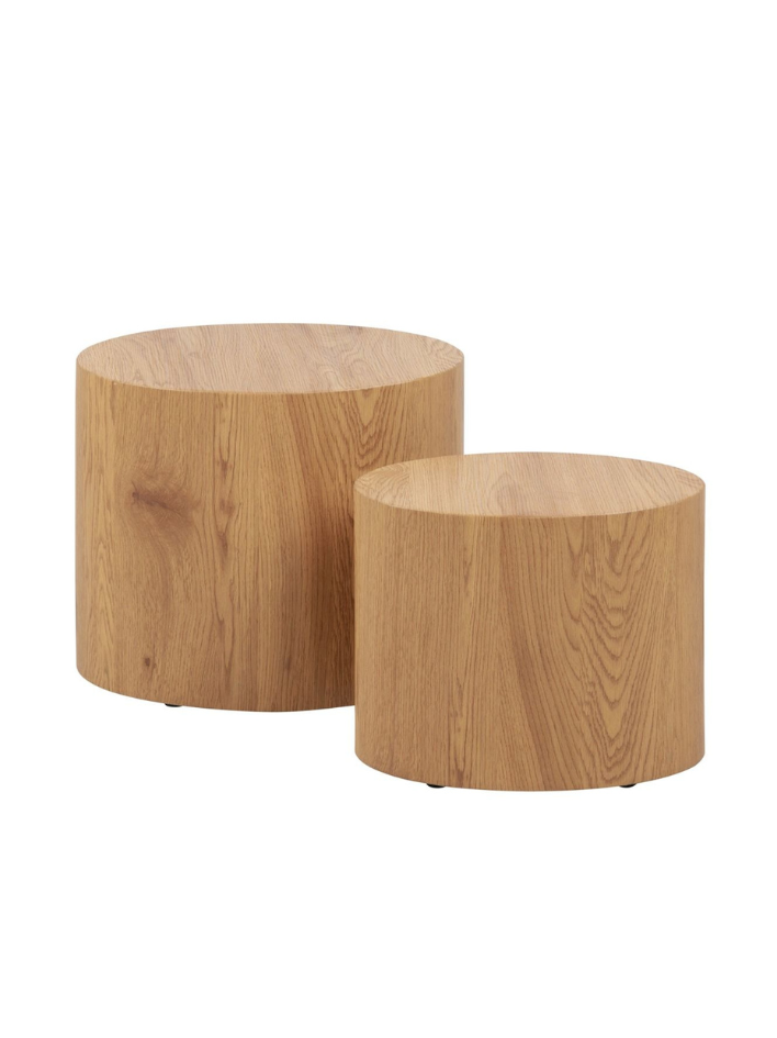 Elva Oval Coffee Table Set – Oak (Set of 2)