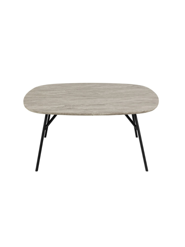 Hav Coffee Table – Grey Marble-Effect & Black Base